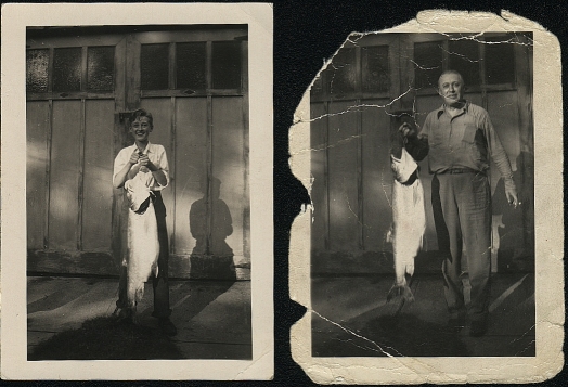 Harry Elsasser with son Bob and Their Fish