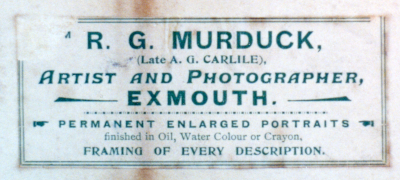 Murduck Photo - printed logo label affixed to back of photo, circa 1902